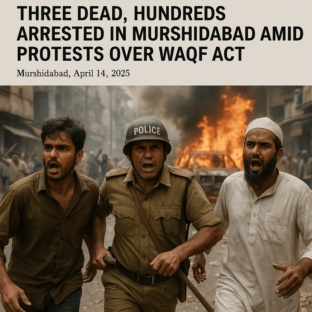 Three Dead, Hundreds Arrested in Murshidabad Amid Protests Over Waqf&nbsp;Act