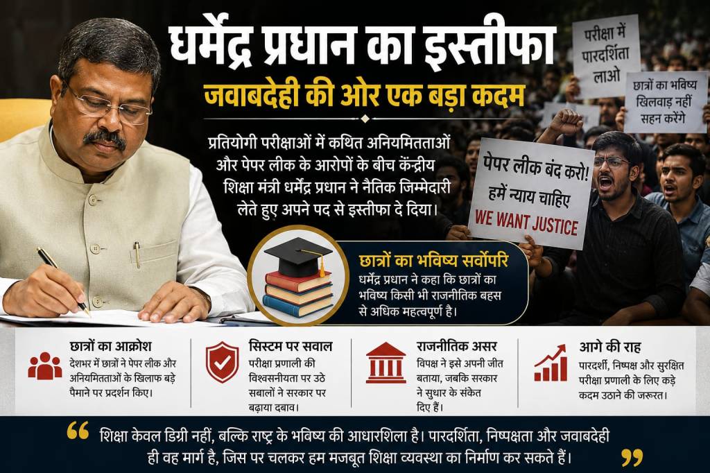 धर्मेंद्र प्रधान का इस्तीफा: शिक्षा व्यवस्था पर उठे सवाल और नई&nbsp;चुनौतियाँ